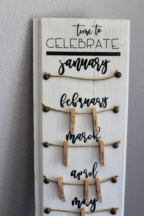 DIY: Family Birthday Calendar – A Project Based Life Birthday Calanders Wood, School Birthday Calendar, Family Birthday Calendar Ideas, Diy Family Birthday Calendar, Diy Birthday Calendar Ideas, Work Birthday Board, Family Celebrations Board Diy, Diy Birthday Reminder Board, Family Birthday Board Diy