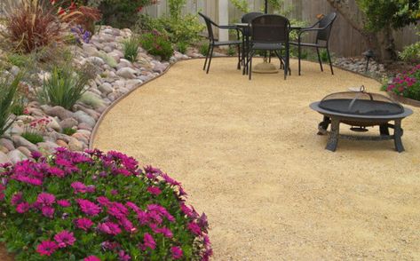 Decomposed granite is made up of granite aggregates a 1/4" or smaller. Decomposed granite is the least expensive way to pave a patio, walkway, or driveway. Decomposed Granite Patio, Pergola Cost, Crushed Granite, Decomposed Granite, Drought Tolerant Garden, Meditation Garden, Mediterranean Landscaping, Garden Pathway, Diy Landscaping