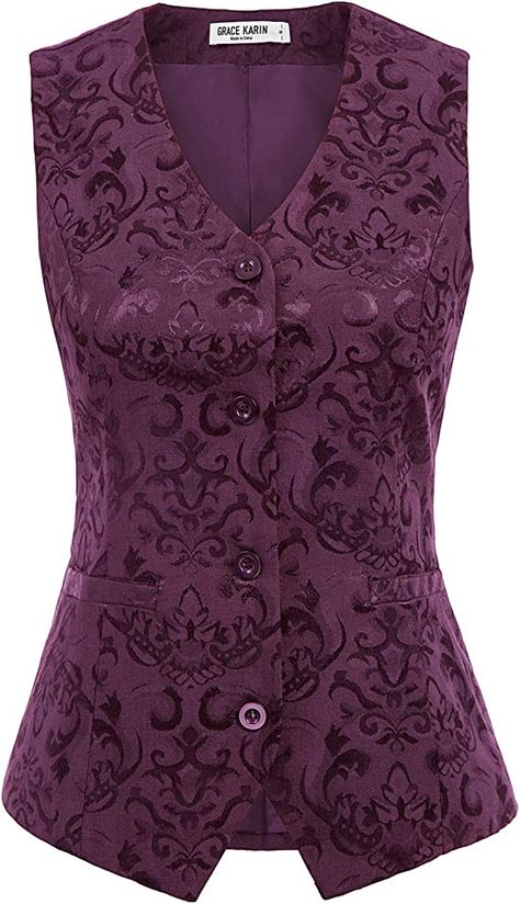 Women's Waistcoat, Womens Waistcoat, Waistcoat Woman, Steampunk Dress, Victorian Blouse, Purple Vests, Vintage Steampunk, Jacquard Jacket, Vintage Vest