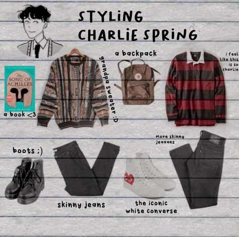 Styling characters from the heartstopper series Tara Jones Heartstopper Outfits, Charlie Spring Outfit Ideas, Heart Stopper Outfits, Charlie Spring Clothes, Elle Argent Heartstopper Outfits, Charlie Spring Style, Heartstopper Outfits Charlie, Charlie Spring Outfits Heartstopper, Charlie Spring Aesthetic Clothes