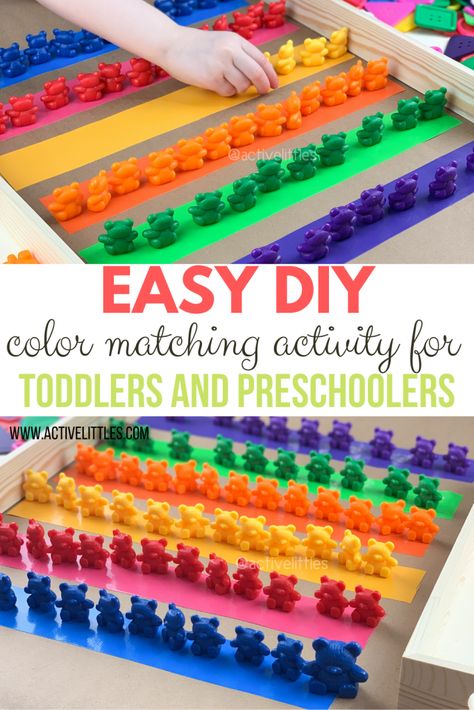 Easy DIY Color Activity for Toddlers and Preschoolers - Active Littles Fun Centers For Preschool, Diy Manipulatives Preschool, Color Theme Crafts Preschool, Color Math Activities Preschool, A Color Of His Own Activities Preschool, Color Centers For Preschool, Special Needs Activities Preschool, Color Sorting Activities For Toddlers, Color Theme Preschool Activities