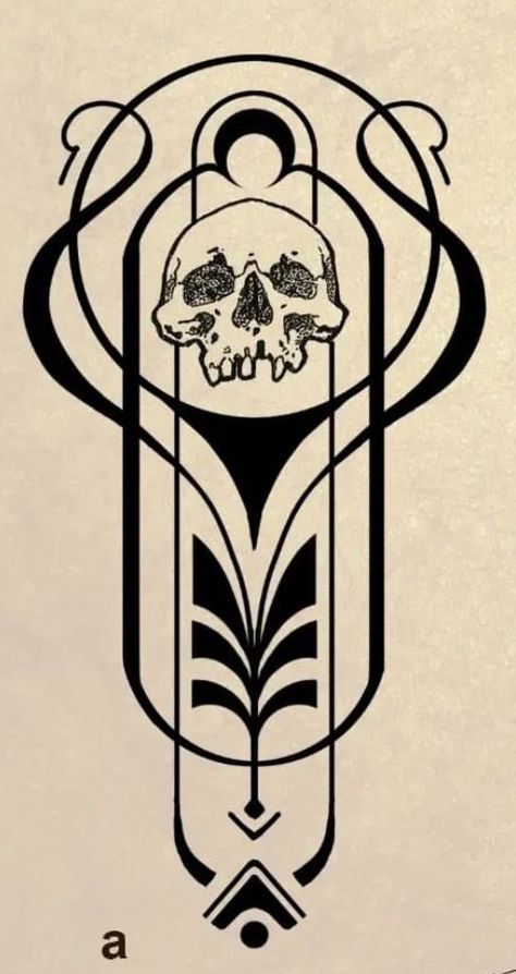 Art Nouveau Skeleton, Spooky Art Nouveau, Art Nouveau Skull, Art Nouveau Halloween, Art Neauveau Tattoos, Art Deco Tattoos, Art Deco Tattoo Woman, Art Nouveau Tattoo Design, Gothic Art Nouveau