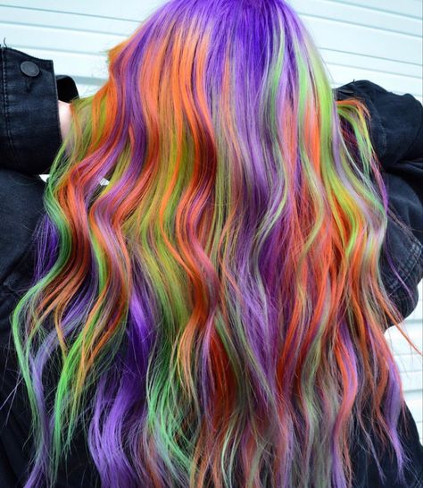 Halloween Hair Dye, Halloween Hair Ideas, Halloween Hair Color Ideas, Halloween Hair Color, Split Dyed Hair, Inner Witch, Dramatic Hair, Rainbow Hair Color, Creative Hair Color