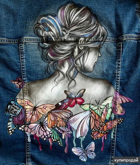 Painted Jean Jacket Ideas, Denim Jacket Painting, Denim Jacket Embroidery, Hand Painted Jacket, Upcycled Denim Jacket, Diy Denim Jacket, Fabric Paint Diy, Painted Clothes Diy, Hand Painted Denim