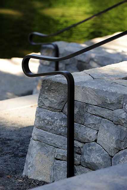 Stairs Outdoor, Steel Interior Design, Exterior Handrail, Outdoor Handrail, Metal Handrails, Handrail Design, Metal Railings, Stair Handrail, Landscape Elements