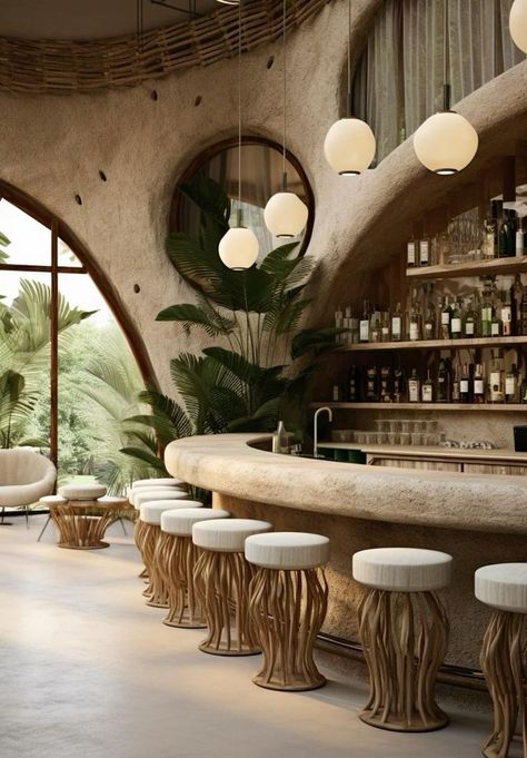 African Restaurant Design Interiors, Boho Bar, Greek Restaurants, Bar Interior, Outdoor Restaurant, Pool Bar, Cafe Interior Design, Restaurant Interior Design, Restaurant Interior