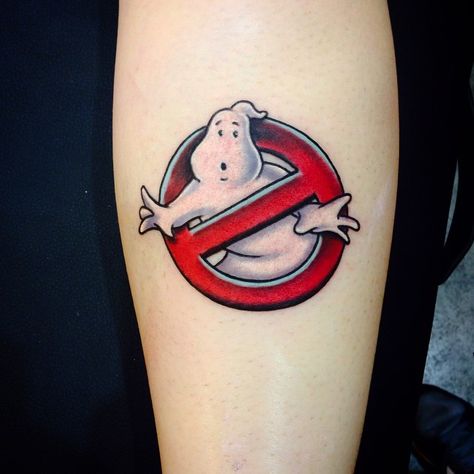 Ghostbusters tattoo by Chris 51 Ghostbusters Tattoo, Mad Max Tattoo, Tattoos Ghost, Care Bear Tattoos, Nerd Tattoo, C Tattoo, Tattoos For Lovers, Halloween Tattoo, Star Wars Tattoo