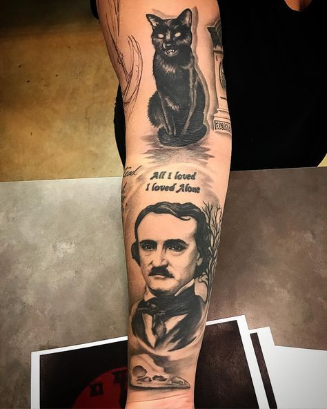 Raven Tattoo Edgar Allan Poe, Edgar Allan Poe Tattoos, Edgar Allen Poe Tattoos, Edgar Allan Poe Tattoo Ideas, Edgar Allen Poe Tattoo Ideas, Poe Tattoo Ideas, Edgar Allan Poe Tattoo, Jeffree Star Tattoos, Edgar Allen Poe Tattoo