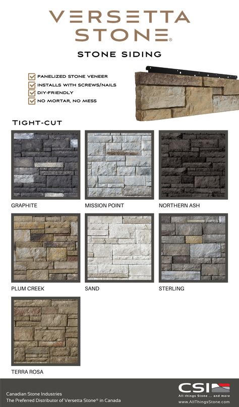 Stone Panels Exterior, Stone Vinyl Siding, Brick Veneer Siding, Stone Siding Exterior, Versetta Stone, Stone Veneer Exterior, Stone Veneer Siding, Stone Veneer Panels, Siding Ideas