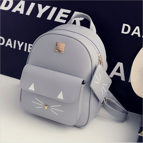 Cat Print Backpack ($29) ❤ liked on Polyvore featuring bags, backpacks, accessories, pu backpack, pu bag, rucksack bags, knapsack bag and cat print bag Girly Backpacks, Tas Lv, Kitty Backpack, Cute Mini Backpacks, Mini Mochila, Cat Backpack, Girly Bags, Stylish Backpacks, Cute Backpacks