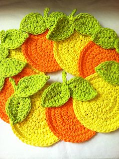 13 Fruit Coasters Free Crochet Patterns You Would Want to Have Citrus Crochet, Citrus Coasters, Lemon Crochet, Fruit Coasters, Crochet Coaster Set, Coasters Pattern, Crocheted Coasters, Crochet Apple, Coaster Crochet