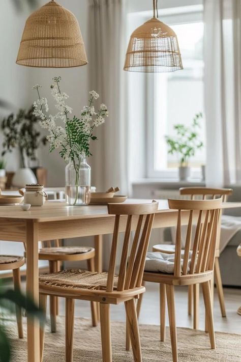 Scandinavian Dining Room: Elegant and Stylish Decor Dining Room Inspiration Scandinavian, Modern Scandinavian Dining Room, Scandinavian Dining Room Decor, Dining Room Elegant, Scandi Dining Room, Functional Aesthetic, Scandi Furniture, Scandinavian Dining Room, Sleek Decor