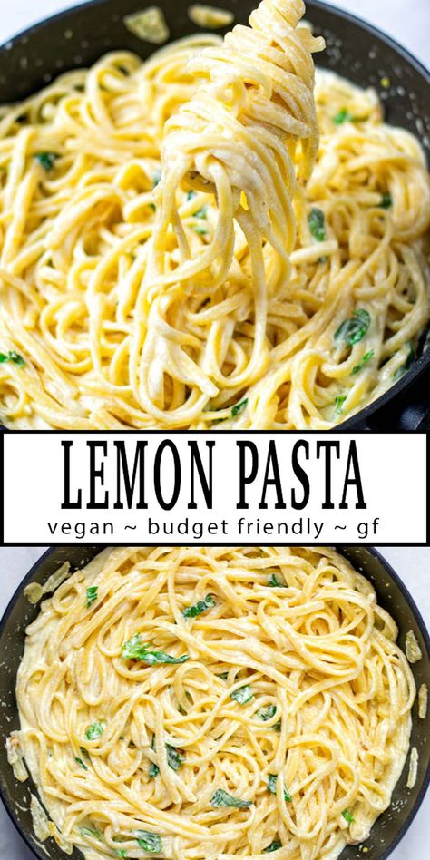 Vegetarian Lemon Pasta, Vegan Creamy Lemon Pasta, Vegan Bucatini Recipes, Healthy Budget Friendly Vegetarian Meals, Healthy Dinner No Dairy, Vegan Fresh Recipes, Hearty Vegan Recipes, Vegan Food Ideas Easy, Meals To Keep In The Fridge