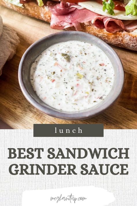 Need some lunch ideas that are both easy and tasty? Try incorporating Grinder Sauce into your sandwich recipes for a flavor boost that will leave you satisfied all day long. Italian Sandwich Sauce, Homemade Grinder Sandwich, Grinder Sauce Recipe, Sandwich Sauce Ideas, Submarine Sandwich Dressing, Grinders Sandwiches, Pizza Dressing, Sandwich Sauce Recipes, Grinder Sauce