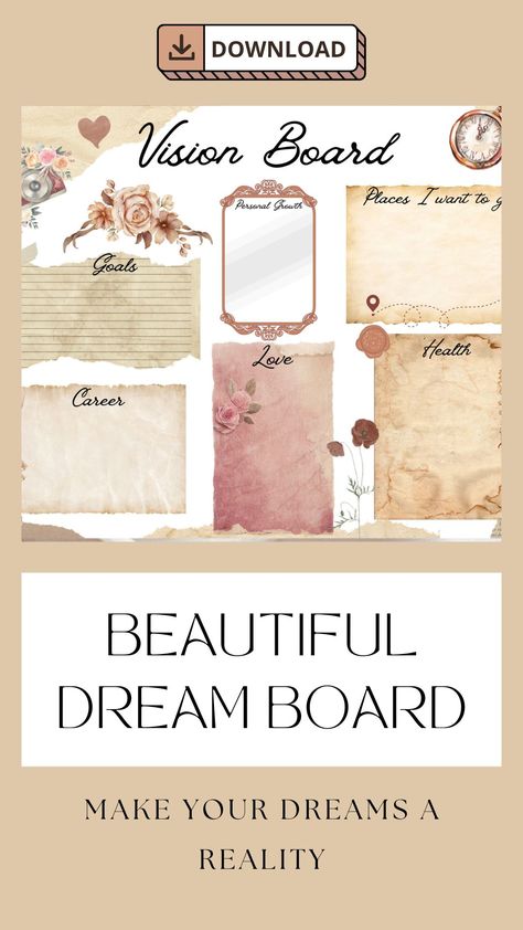 Vision Board Template Free Printable, Vision Board Template 2023, 2023 Dream Board, Printable Vision Board Template, Digital Vision Board Template, Free Vision Board Template, Goal Setting Vision Board, Message For Teacher, Vision Board Planner