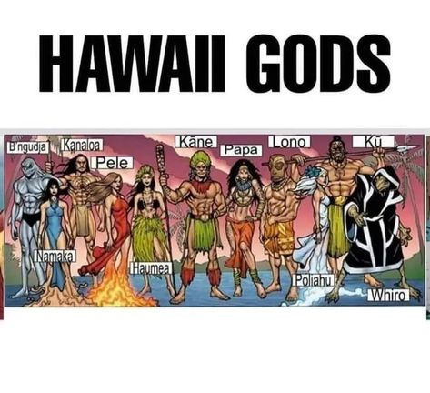 Hawaiian Gods, Mystical Creatures Mythology, World Mythology, Legends And Myths, Comic Book Superheroes, Ancient Mythology, World Religions, Mythology Art, Mythical Creatures Art