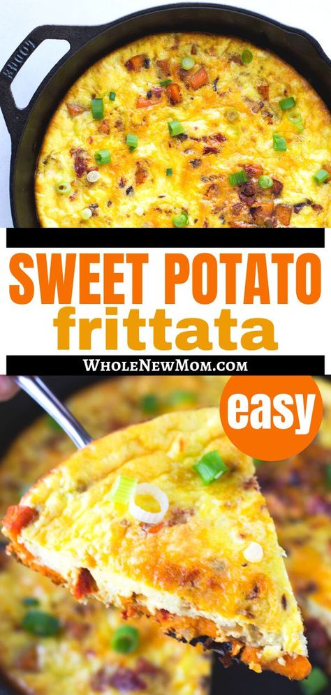 Looking for an easy healthy dinner recipe? This delicious dairy free Sweet Potato Frittata Recipe made with sun dried tomatoes is such an easy recipe to make for a healthy family dinner. You can always prepare it ahead of time too. Satisfying and healthy it is suitable for vegetarians and those on a gluten free diet. Potato Frittata Recipes, Sweet Potato Frittata, Potato Frittata, Frittata Recipe, Easy Gluten Free Recipes, Whole 30 Breakfast, Egg Bake, Frittata Recipes, Healthy Gluten Free Recipes