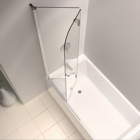 1/2 shower glass door - DreamLine AquaFold 58" x 36" Pivot Frameless Hinged Tub Door Tub With Glass Door, Bathtub Shower Combo, Tub Enclosures, Bathtub Doors, Door Frames, Tub Doors, Tub Shower Doors, Bathroom Tub, Bathroom Remodel Shower