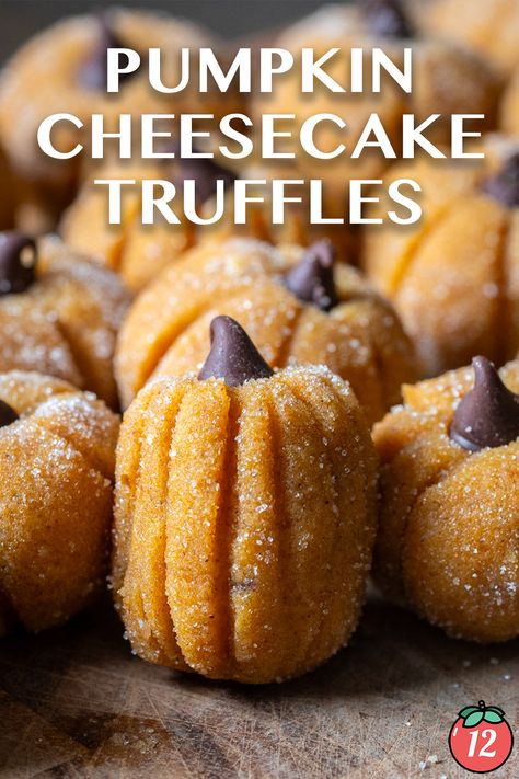 Pumpkin Pie Cheesecake Truffles | 12 Tomatoes Pumpkin Pie Cheesecake Truffles 12 Tomatoes, Pumpkin Bread Truffles, Pumpkin Cheesecake Truffles No Bake, Fall Desserts For Thanksgiving, Easy Fall Desserts For Party, Fun Fall Deserts, Small Pumpkin Desserts, October Baking Recipes, Pumpkin Fall Treats