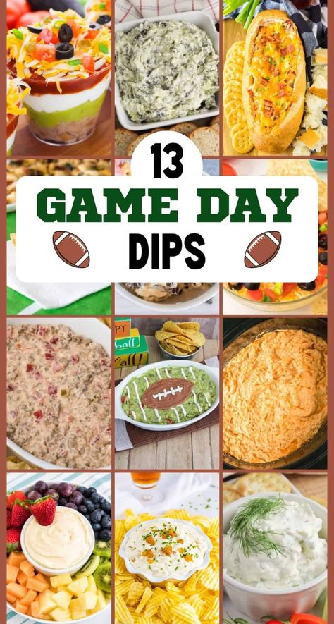 The best game day dips for your big game party! 13 Hot and cold dip recipes perfect for football season parties and big game celebrations. Super Bowl Party Food Dip, Easy Superbowl Dip, Dip Football Party, Football 7 Layer Dip Super Bowl, Super Bowl Chips And Dip, Gameday Dip Recipes, Best Chips And Dip, Hardy Dips, Dip For Football Games