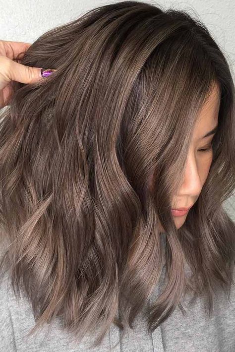 Ash brown hair colors, with their smoky and cool green, blue, and grey undertones, let you upgrade your brown locks in a subtle, stylish way. Let’s see our ideas! #haircolor #ashbrown Ash Brown Hair One Color, Ash Brown Glaze Hair, Brown Hair Cool Undertones, Ashy Brown Balayage Hair, Ash Brown All Over Hair Color, Ash Brown Solid Hair Color, Ash Brown Medium Length Hair, Ash Auburn Hair, Medium Length Ash Brown Hair