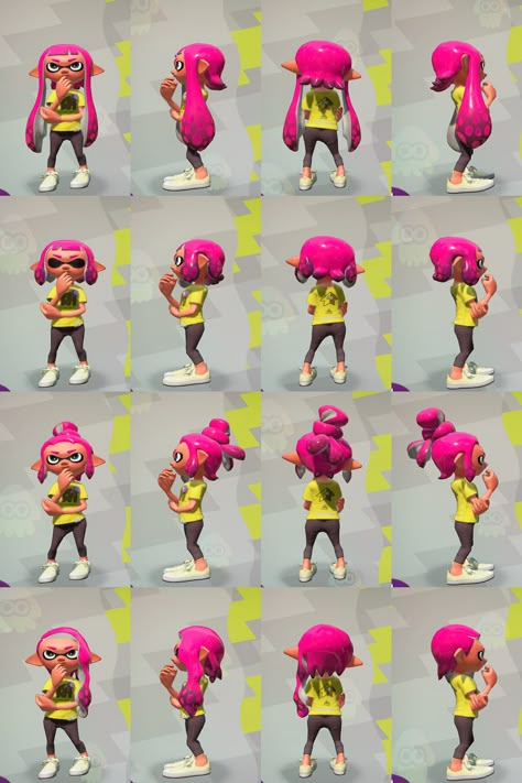 Reference Sheet Character Template, Splatoon 2 Hairstyles, Inkling Hairstyles, Inkling Girl, Nintendo Splatoon, Splatoon 2 Art, Girls Cuts, Character Template, Hair Reference