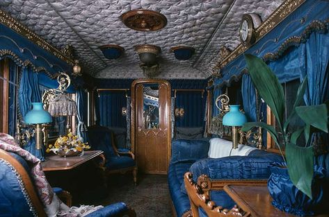 Inside the Queen's royal train – see how the monarch travels in style | HELLO! Royal Blue Decor, Victorian Train, Orient Express Train, Honeymoon In Scotland, Royal Carriage, Royal Train, Prince Charles And Diana, National Railway Museum, Victorian Aesthetic