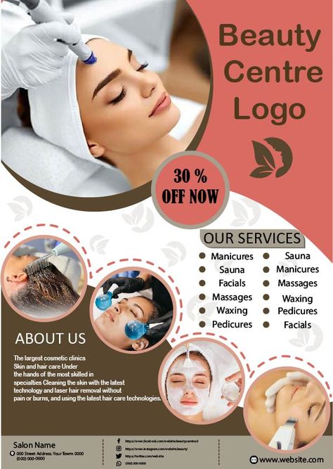 Beauty Parlour Offer Poster, Spa Advertising, Massage Prices, Hair Advertising, Beauty Salon Marketing, Spa Logo Design, Beauty Salon Posters, Skin Center, Salon Logo Design