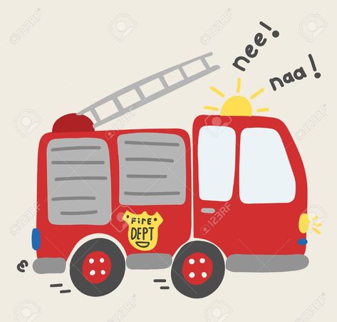 Toy Fire Trucks, Muslin Wraps, Daycare Activities, Cartoon Toys, Cartoon Images, Fire Truck, Vector Stock, Front View, Cartoon Illustration