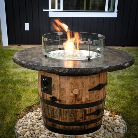 LuxCreteDesign - Etsy Wine Barrel Diy, Fire Pit Sphere, Barrel Fire Pit, Garden Walkways, Steel Decor, Barrels Diy, Western Kitchen Decor, Western Kitchen, Cool Fire Pits