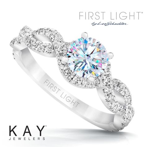 For your lasting love – First Light by Leo Schachter. This diamond engagement ring features Fire Prism technology which reveals color like never before. Leo Diamond Ring, Rose Gold Morganite Engagement Ring, Engagement Rings Halo, Gold Morganite Engagement Ring, Leo Diamond, Black Diamond Earrings Studs, Black Diamond Earrings, Rose Gold Morganite, Hammered Hoop Earrings