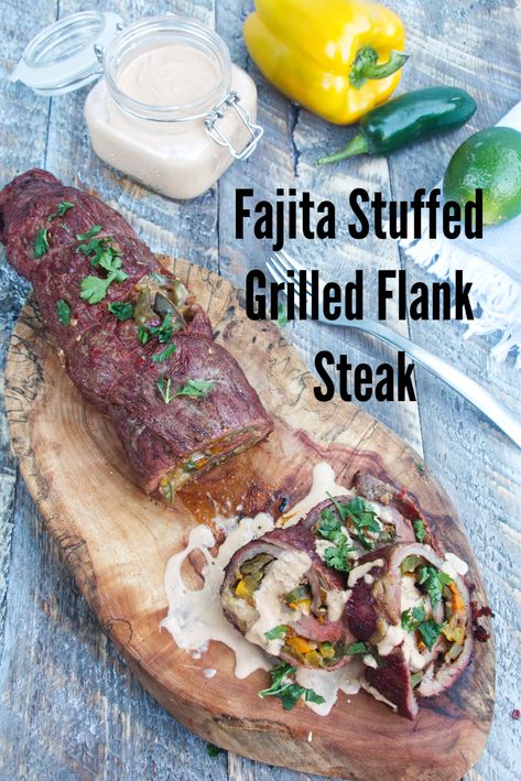 Grilled Stuffed Flank Steak, Stuffed Flank Steak, Skirt Steak Recipes, Steak Fajita Recipe, Fajita Vegetables, Flank Steak Recipes, Veal Recipes, Grilled Flank Steak, Fajita Recipe