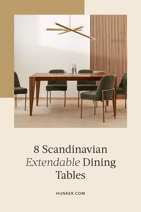 Here is a curated list of Scandinavian extendable dining tables for dining rooms, both large and small. #hunkerhome #scandinvian #dining #diningtables #scandinaviandiningtable Scandi Table, Mid Century Scandinavian Dining Room, Dining Table Scandinavian, 8 Seater Dining Table Scandinavian, Mid Century Modern Extendable Dining Table, Mid Century Modern Dining Room Table Extendable, Scandi Dining Table, Scandi Extending Dining Table, West Elm Mid-century Rounded Expandable Dining Table