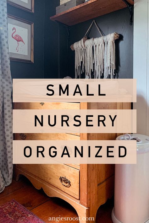 Transform your small nursery space into an organized and clutter-free space with these clever ideas! A simple tip is to utilize a dresser as a changing table, providing ample storage for all your baby's essentials like storing baby clothes and diapers. Plus, it's a great way to save space and keep everything in one convenient spot. Head over to our blog for more nursery organization inspiration! Baby Nursery Dresser Changing Table, Changing Table In Closet Nursery, Dollar Tree Nursery Organization, Changing Table Dresser Ideas, Changing Table Dresser Organization, Small Nursery Organization Ideas, How To Organize Baby Dresser, Small Changing Table Ideas, Nursery Organization Ideas Small Spaces