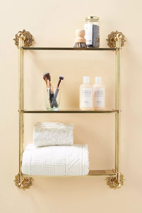 Beatrix Wall Mounted Shelving Unit | Anthropologie Wall Mounted Shelving, Wall Mounted Shelving Unit, Unique Bathroom, Toilet Storage, Bathroom Shelf, Mirror Cabinets, Wall Storage, Wall Mounted Shelves, Bathroom Hardware