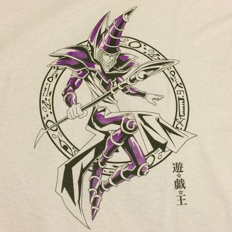 Dark Magician T-Shirt Front. Dark Magician Art, Dark Magician Tattoo, Dark Magician Cards, Yugioh Tattoo, Tattoo Anime, Naruto Tattoo, Dark Magician, Card Tattoo, Yugioh Cards