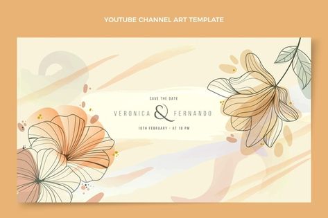 Youtube Channel Template, Channel Template, Love Envelope, Hand Drawn Wedding Invitations, Wedding Web, Hand Drawn Wedding, Happy Anniversary Cards, Youtube Channel Art, Watercolor Floral Wedding Invitations