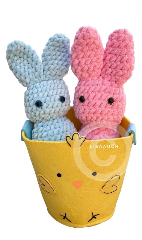 How to Crochet The easter Peeps Bunny. This is a NO SEW easy quick Peep crochet pattern and is super fast to crochet!   You can make a Basket of Beep Bunnies in no time, Peep Crochet Pattern, Free No Sew Amigurumi, Peep Pattern, Crochet Peeps, Crochet Peep, No Sew Amigurumi, Amigurumi Easter, Crochet Easter Basket, Large Crochet Hooks