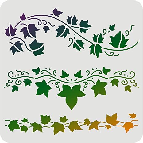 FINGERINSPIRE Ivy Stencil 30x30cm Classic Wall Border Leaf Stencils for Painting Reusable Vine Stencil DIY Craft Leaf Drawing Stencil for Painting on Wood Paper Fabric Floor Wall Ivy Stencil, Vine Stencil, Leaf Stencils, Sketch Box, Stencils For Painting, Leaf Stencil, Drawing Stencils, Wall Borders, Painting Templates