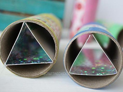 Make Your Own Kaleidoscopes Diy Kelidoscope, Homemade Kaleidoscope, Easy Toilet Paper Roll Crafts, Diy Kaleidoscope, Pringles Can, Toilet Paper Crafts, Kaleidoscopes, Toilet Paper Roll Crafts, Paper Roll Crafts