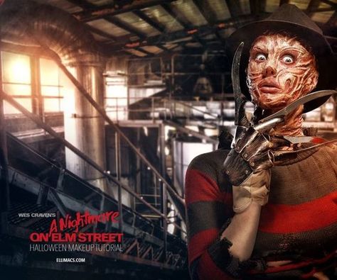 Freddy Krueger - SFX Makeup Tutorial Freddy Krueger Makeup, Sfx Makeup Tutorial, Burn Makeup, Real Horror, Funky Makeup, Comic Con Costumes, Prosthetic Makeup, Horror Make-up, Skin Burns