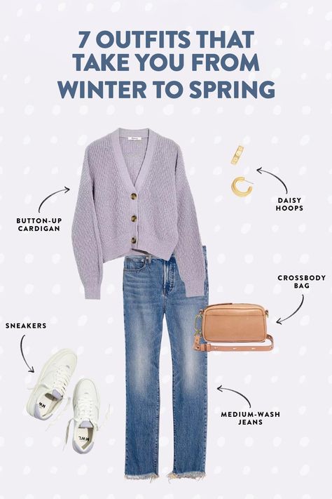 7 Early Spring Outfits Spring Fashion For Moms, March Outfits Casual 2024, Cool Spring Outfits 2023, Transition Spring Outfits, Transitional Winter To Spring Outfits, Almost Spring Outfits, Transition Into Spring Outfits, 2024 Spring Casual Outfits, Women Spring Outfits 2024