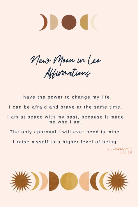 Happy New Moon in Leo! Today is a powerful day to set intentions and manifest. What do you want the rest of the year to look like? Is there anything you want to change? Anything you want to call in? Write it down! Visualize it, embody it, believe in it and you! Leo New Moon Affirmations, New Moon In Leo Affirmations, Leo Season Journal Prompts, New Moon In Leo Journal Prompts, New Moon In Leo 2023, New Moon In Leo 2024, Leo Manifestation, Leo New Moon, Moon Affirmations