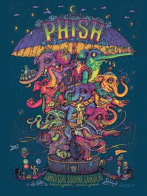 Phish Concert, Phish Posters, Elephant Poster, Square Garden, Phish, Tour Posters, Art Wallpaper Iphone, Madison Square Garden, Madison Square