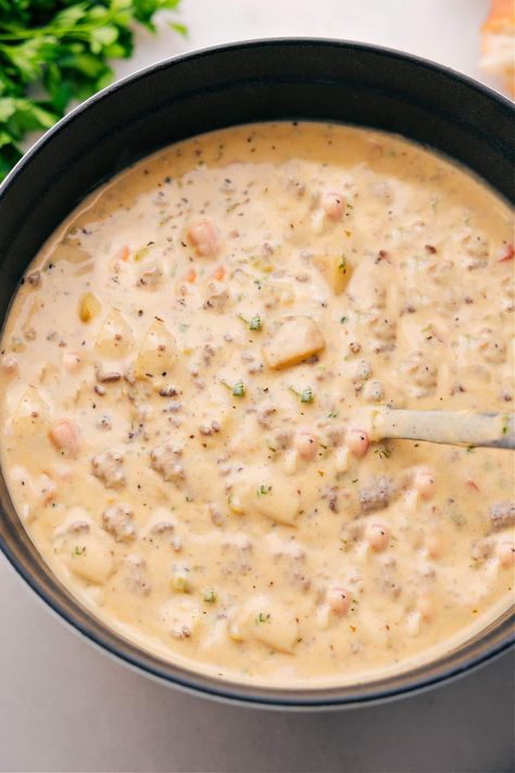 Cheeseburger Soup Cheeseburger Paradise Soup, Cheeseburger Chowder Crockpot, Cheeseburger Soup Velveeta, Cheeseburger Chowder Soup, Cheeseburger Soup Stovetop, Spicy Cheeseburger Soup, Cheeseburger Potato Soup, Golden Potato Soup, Best Cheeseburger Soup