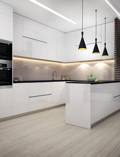 Modern Luxury Kitchen Design, Modern Luxury Kitchen, Studio Apartments, White Kitchen Design, Luxury Kitchen Design, Kitchen Room Design, Luxury Kitchens, Trendy Kitchen, Kitchen Remodel Idea