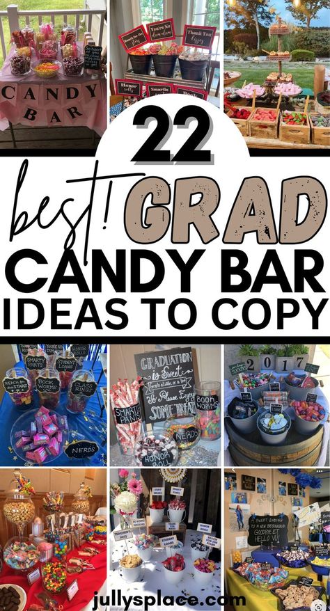 graduation party ideas, graduation candy bar ideas, graduation candy buffet, graduation candy table ideas Graduation Candy Table Ideas, Graduation Candy Bar Ideas, Grad Party Candy Bar, Graduation Party Candy Table, Kids Graduation Party Ideas, Graduation Party Candy Bar, Colorful Candy Buffet, Grad Party Candy, Candy Buffet Graduation Party