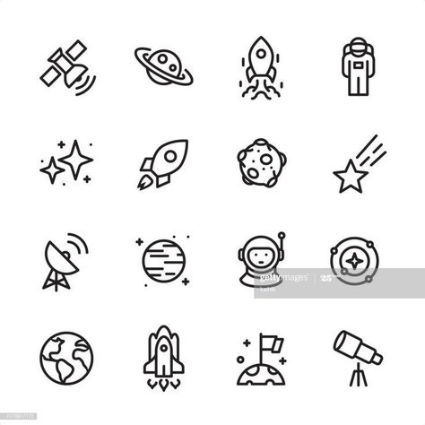 Space Doodles, Planet Drawing, Space Icons, Arte Doodle, Space Drawings, White Icons, Doodle Tattoo, Easy Doodle Art, Pixel Perfect