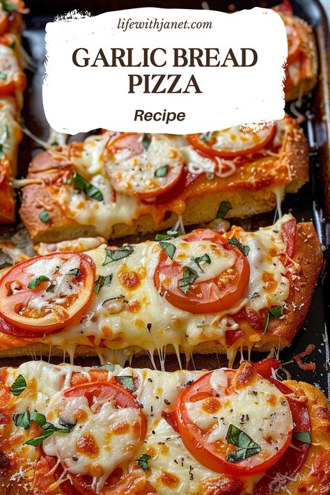 Garlic Bread Pizza Garlic Flatbread Pizza, Recipes With French Bread, Recipes Garlic Bread, Cassarole Meals, Pizza Accessories, Pizza Topping Ideas, Cafeteria Aesthetic, Roasted Garlic Butter, Flatbread Pizza Recipes