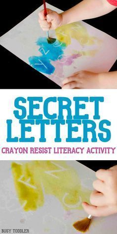 Secret Letters Activity: an awesome crayon resist literacy activity that's so much fun! A quick and easy indoor activity for toddlers and preschoolers; alphabet activity Secret Letters, Letters Activity, Vetenskapliga Experiment, Alphabet Activity, Indoor Activities For Toddlers, Preschool Literacy, Letter Activities, Toddler Snacks, Preschool Science